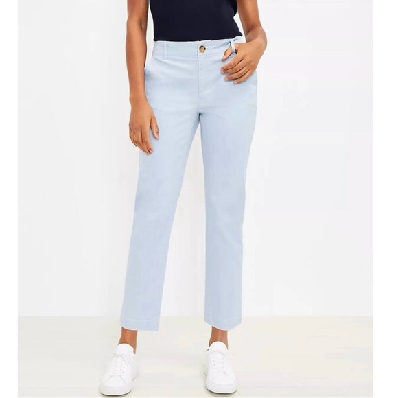 LOFT NWT Light Blue Monroe Slim Chino Pants Size 8 - Picture 2 of 12
